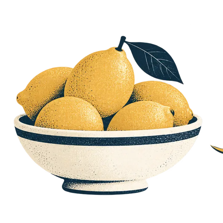 A bowl full of golden lemons