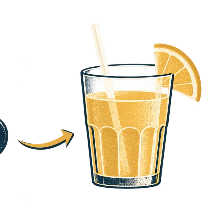 A glass filled with golden lemon juice